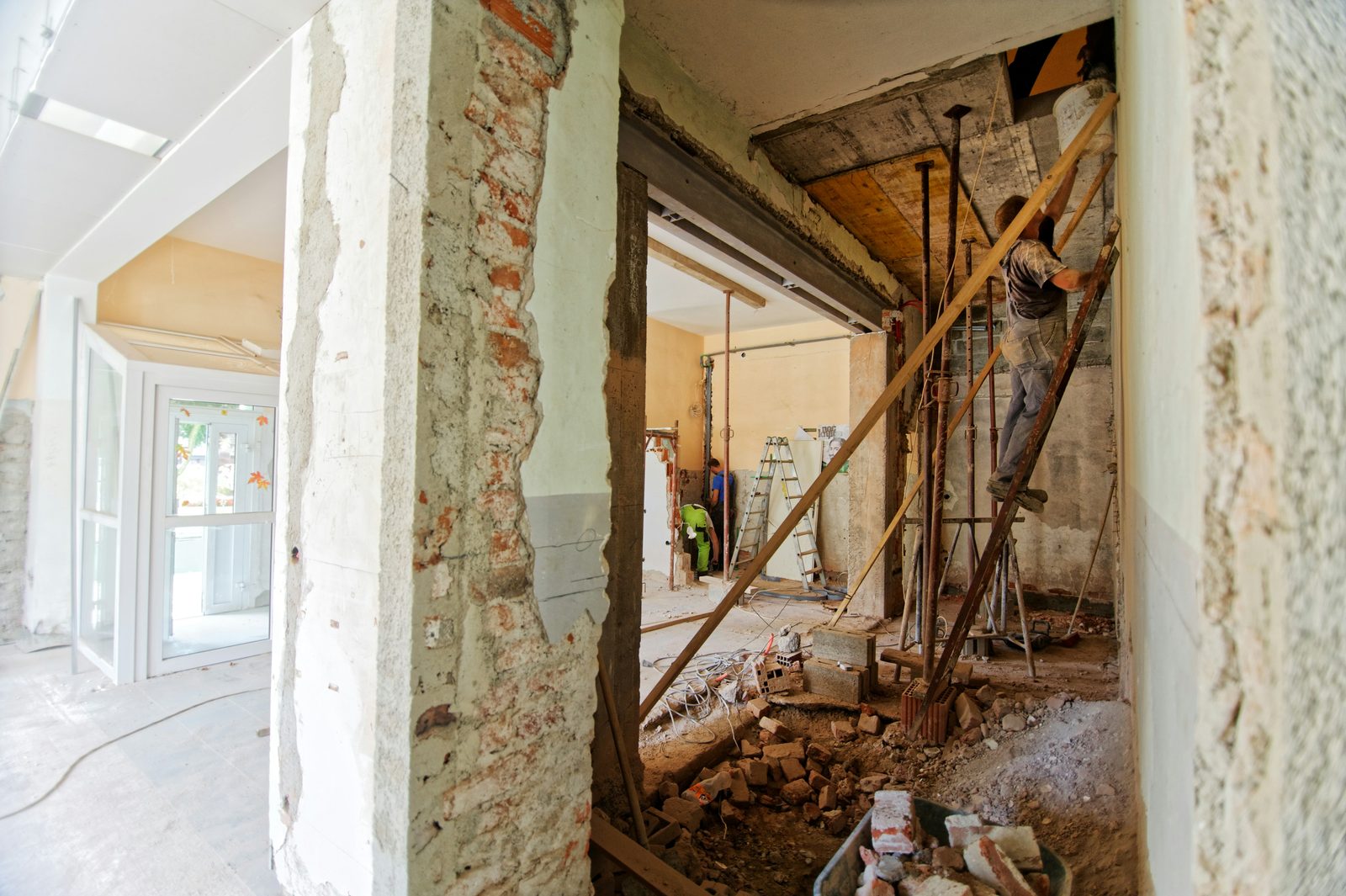 Interior of a Maryland home mid-gut-renovation on a 203(k) project